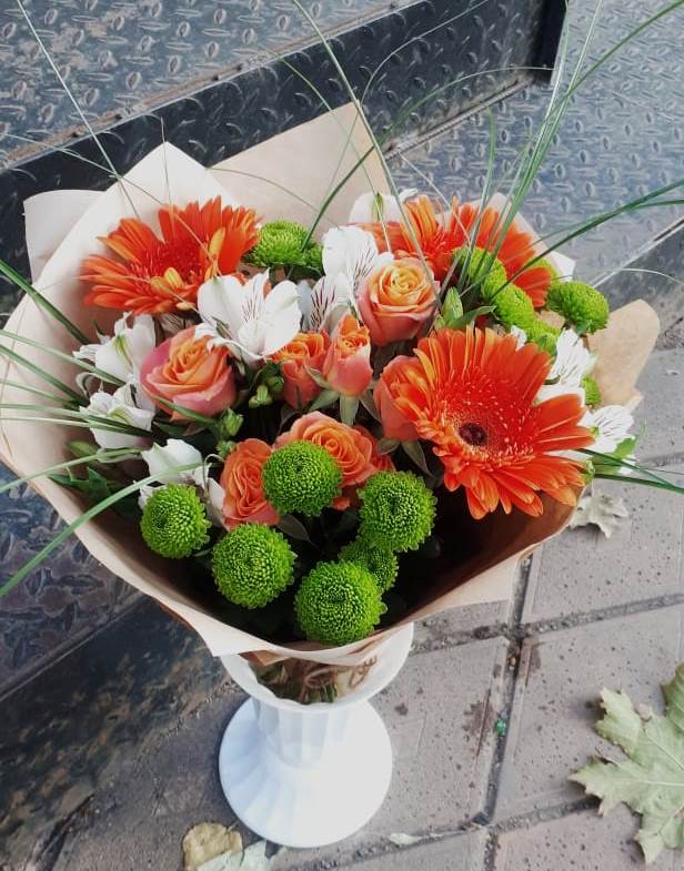 Букет цветов из: Герберы, Хризантемы, Альстромерии и Розы в Ильинском Раменский район