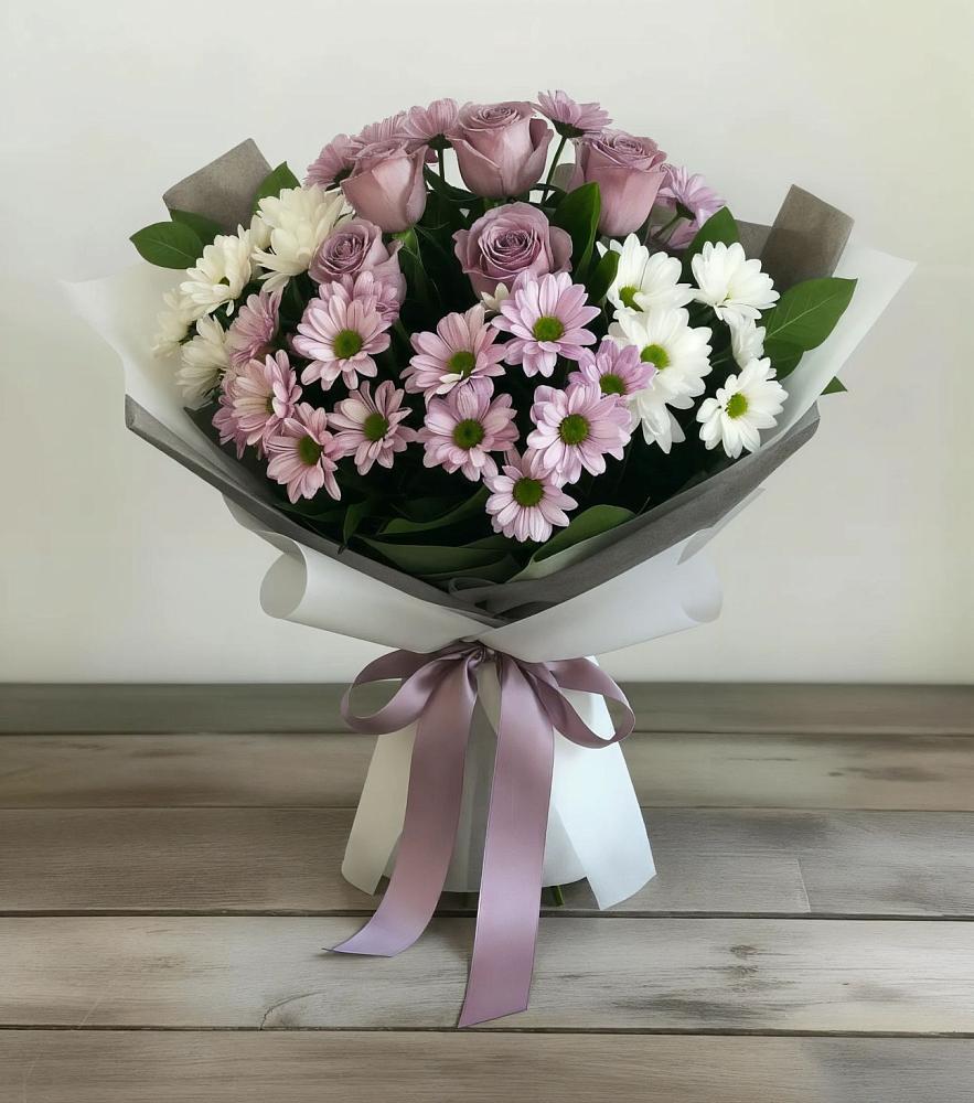 Букет цветов из: Хризантемы и Розы в Ильинском Раменский район