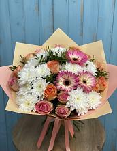 Букет цветов из:  Розы, Герберы и Хризантемы #REPLACE_PRED# Ильинском Раменский район