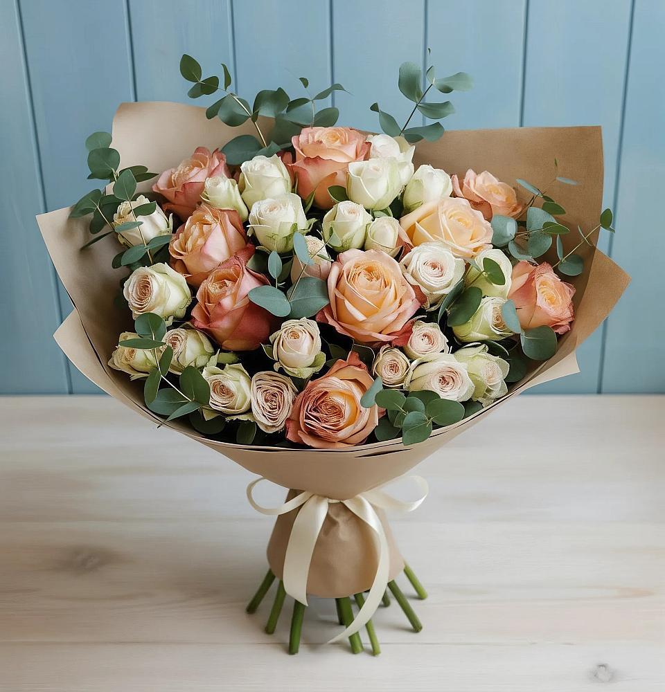 Букет цветов из: Альстромерии и Розы в Ильинском Раменский район