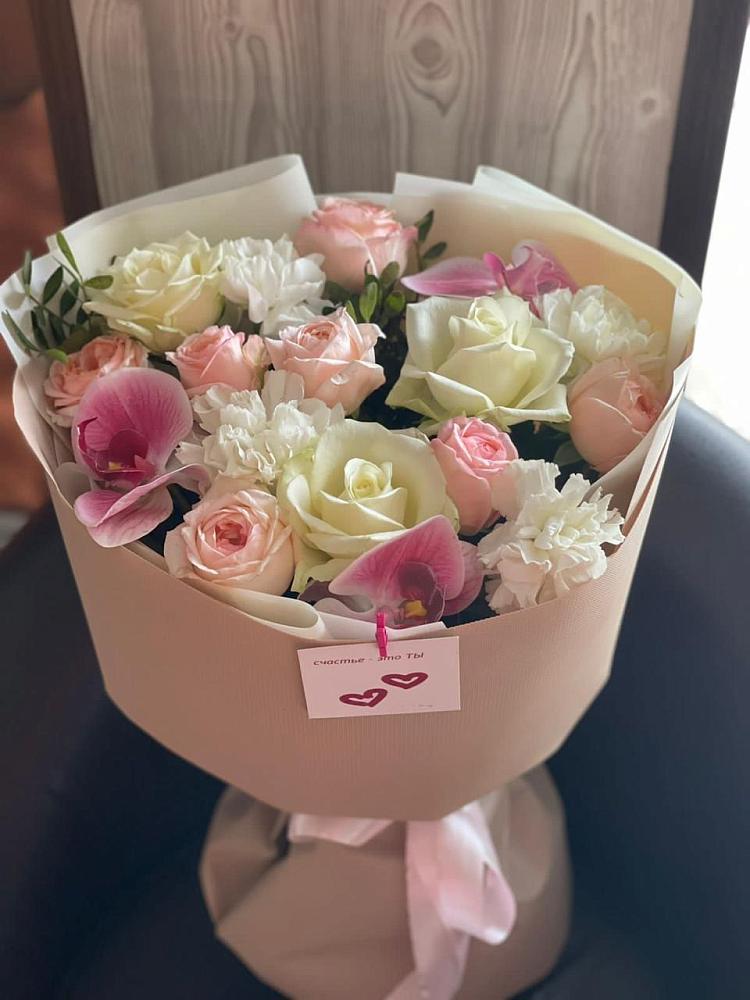 Букет цветов из: Орхидеи, Розы и Гвоздики в Ильинском Раменский район