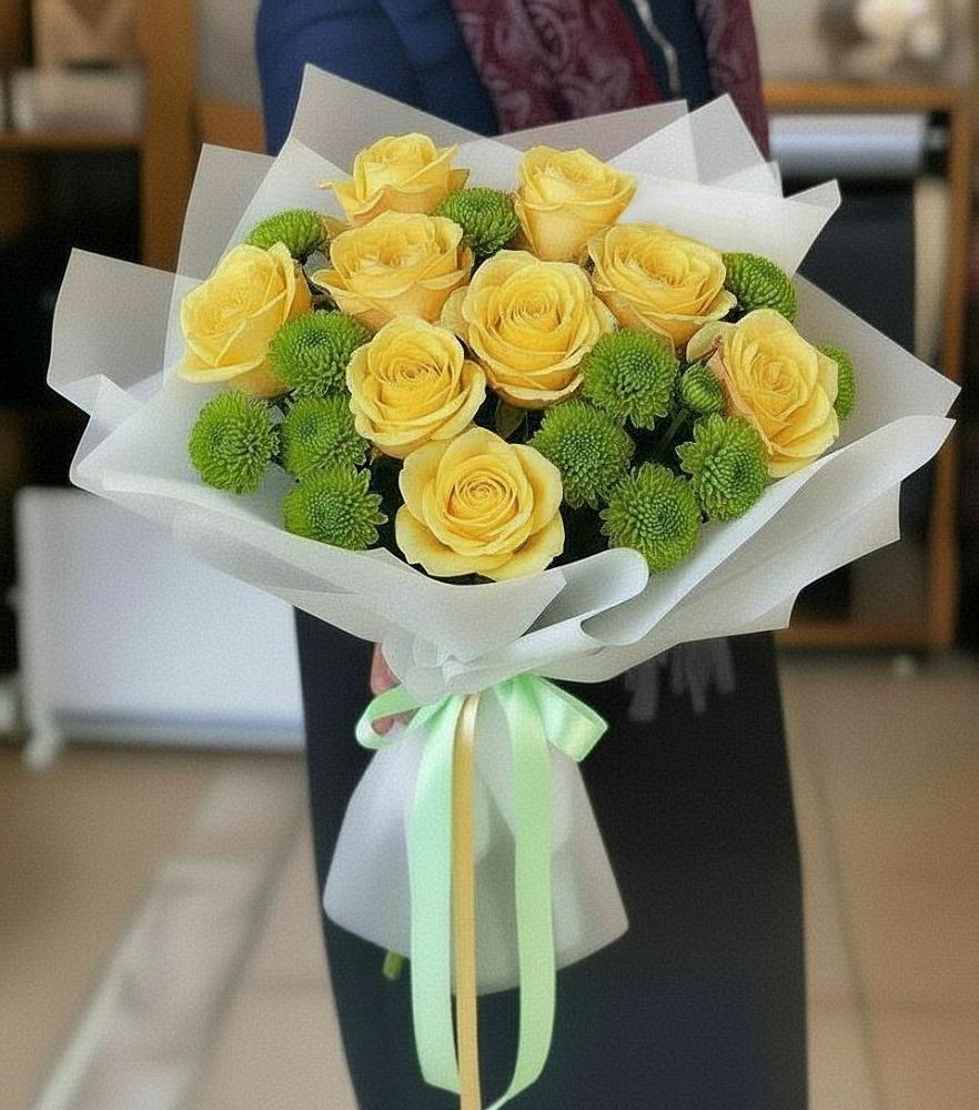 Букет цветов из: Хризантемы и Розы в Ильинском Раменский район