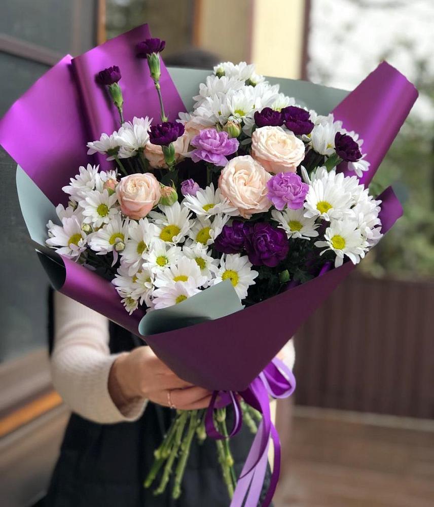 Букет цветов из: Хризантемы, Гвоздики и Розы в Ильинском Раменский район