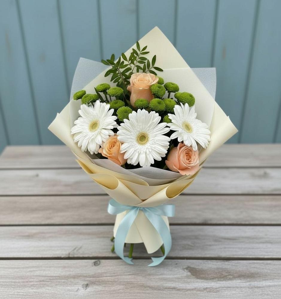 Букет цветов из: Герберы, Розы и Хризантемы в Ильинском Раменский район
