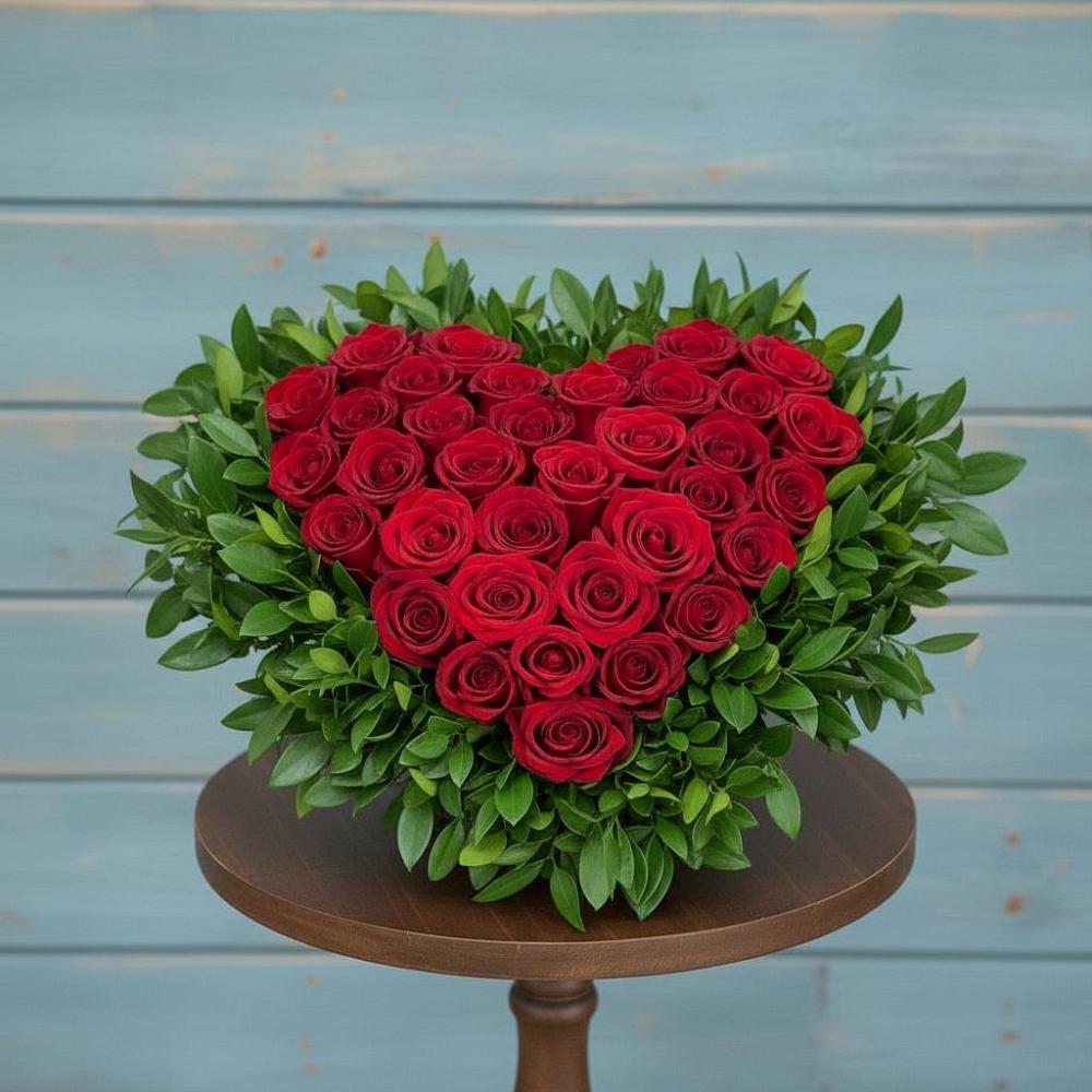 Цветочная композиция из Розы в виде сердца в Ильинском Раменский район