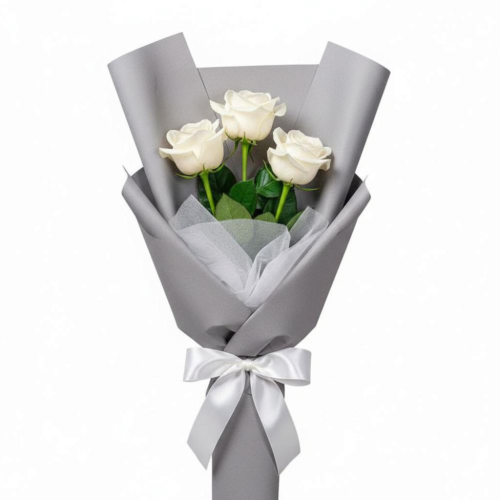 Букет 3 белые розы в Ильинском Раменский район
