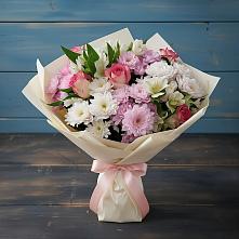 Букет цветов из:  Хризантемы, Альстромерии и Розы в Ильинском Раменский район