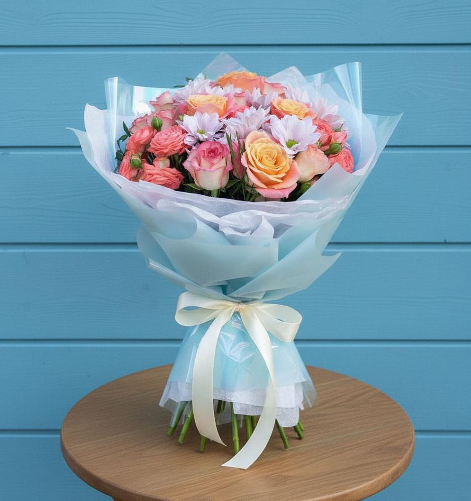 Букет цветов из: Хризантемы и Розы в Ильинском Раменский район