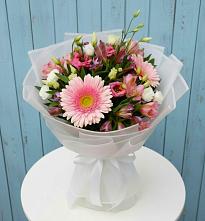 Букет цветов из:  Герберы, Альстромерии и Лизиантусы в Ильинском Раменский район