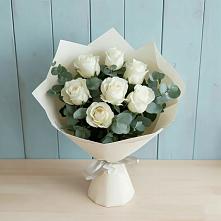 Букет Белые розы в Эвкалипте в Ильинском Раменский район